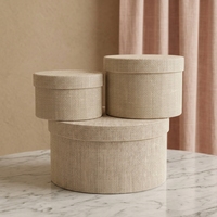 Boîte d'emballage ronde beige 3-en-1 AM-GPA77 Ammy pour mariage, boîte vide, boîte cadeau pour ranger des articles cylindriques