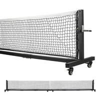 Filet de pickleball portable de 22 pieds, en tube galvanisé robuste, avec logo personnalisé, roues durables et pratiques pour une utilisation sportive