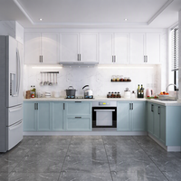 Meuble de cuisine mural modulaire en bois massif écologique moderne avec évier, crédence et finition laquée, taille et couleur personnalisables