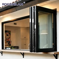 Ventana Plegable Exterior de Aluminio Resistente al Agua y a las Tormentas, Minimalista, de Doble Vidrio Templado, Marca Rogenilan
