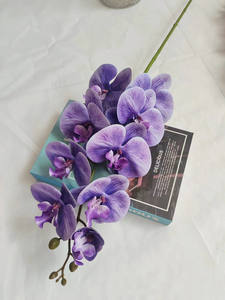 Fleurs <span class=keywords><strong>d</strong></span>écoratives en latex naturel écologique, aspect réaliste, grande taille, orchidée Phalaenopsis, tige en soie en vrac - Product Image 2