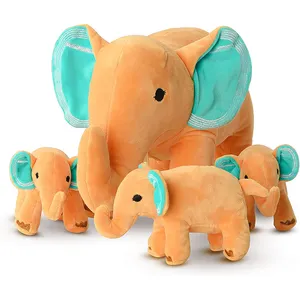 2024 Hot Sale Factory Custom the Elephant Set Stuffed Toys Mummy and Babies Elephant Toys