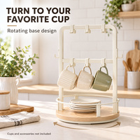 Organisateur de tasses pour comptoir avec cadre métallique et base rotative pour l'affichage des tasses et le rangement de cuisine