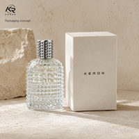 Flacon de parfum en verre gaufré transparent vide, flacon vaporisateur de luxe avec logo personnalisé, emballage en gros