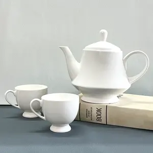 Khách sạn nhà hàng Trắng 1300ml sứ cà phê gốm ấm trà tốt xương Trung Quốc Tea Pot Set