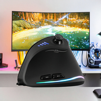 ZELOTES Mouse game C-18 vertikal RGB, Mouse game berkabel ergonomis dengan Joystick dapat diprogram USB 11 tombol Laptop/Desktop pemain game tangan kanan