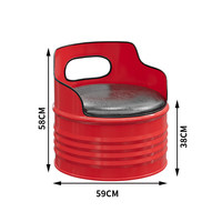 Ensemble table et chaises de bar style industriel, canapé de café personnalisé en forme de fût en fer, créatif et tendance