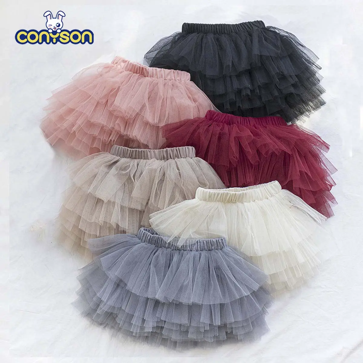 Falda de Ballet para niñas, tutú esponjoso de malla de poliéster de Color sólido, rosa, venta al por mayor