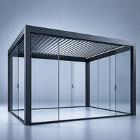 Pergola bioclimatique de luxe en aluminium avec commande de moteur électrique, design personnalisé, accessoires en option, villa extérieure