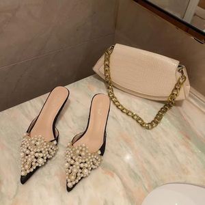 2025 Summer Women Pearl Sandals Fashion Thin High <b>Heels</b> Pumps Woman Party Office Shoes - Product Image 2