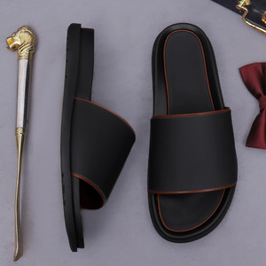 Chaussons en cuir - Sandales compensées d'été, tongs décontractées en cuir, chaussures à enfiler pour hommes durables et respirantes - Product Image 5