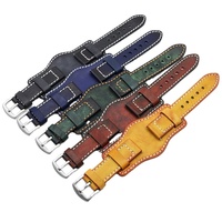Bracelet de montre rembourré en cuir véritable vintage fait à la main de style rétro 18 20 22mm