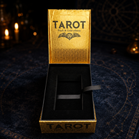 Coffret Cadeau de Luxe pour Jeu de Cartes de Tarot, Emballage Rigide en Papier Noir et Or avec Insert en Mousse et Fermeture Magnétique pour la Vente au Détail