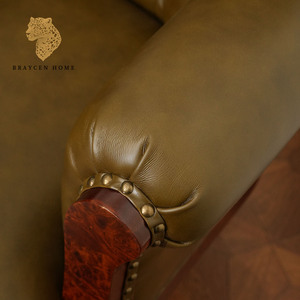 Fauteuil <span class=keywords><strong>de</strong></span> direction <span class=keywords><strong>vintage</strong></span> en cuir véritable acajou <span class=keywords><strong>Chaise</strong></span> <span class=keywords><strong>de</strong></span> <span class=keywords><strong>bureau</strong></span> pivotante à structure en bois et métal avec roues Fauteuil canapé Chesterfield - Product Image 5