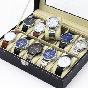 <span class=keywords><strong>Organizador</strong></span> de <span class=keywords><strong>Relojes</strong></span> de Pulsera para <span class=keywords><strong>Hombre</strong></span> con 10 Ranuras, Exhibidor de Vidrio con Múltiples Compartimentos, Caja de Almacenamiento de Cuero de Lujo para Colecciones de <span class=keywords><strong>Relojes</strong></span> - Product Image 3