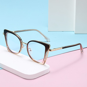 Nuevas gafas ópticas Cat Eye para mujer, montura metálica Tr90, protección contra la luz azul, tamaño mediano, lentes de PC, puente nasal estándar - Product Image 2