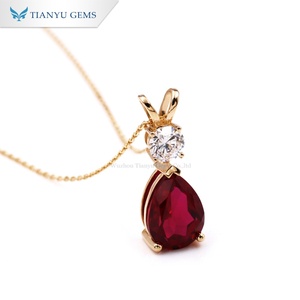 <span class=keywords><strong>Collana</strong></span> <span class=keywords><strong>con</strong></span> Pendente Tianyu in Oro Massiccio 10K 14K 18K <span class=keywords><strong>con</strong></span> <span class=keywords><strong>Rubino</strong></span> <span class=keywords><strong>Rosso</strong></span> Taglio a Pera 10x14mm, Regalo di Nozze - Product Image 2
