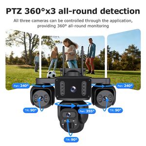 20MP Echte 4-Linsen-Kamera mit 4 Bildschirmen, AOV WLAN-Sicherheitsüberwachung, IP66, Menschenerkennung, PIR-Alarm, 24/7 Betrieb, 4G Solar-Kamera - Product Image 6