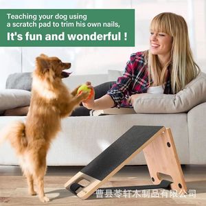 Adjustable height wooden dog <b>scratching</b> <b>post</b>, pet nail trimming board, dog nail file, nail scraper. - Product Image 5