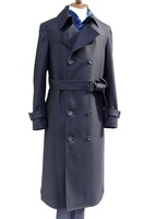 Manteau d'automne pour hommes de haute qualité marine foncé Long polyester coton Trench pardessus avec ceinture à Double boutonnage nouveau Design Long