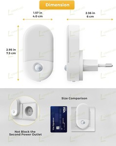 Lohas đèn ngủ cảm biến chuyển động bán chạy 3000K đèn ngủ LED cắm tường độ sáng 2 cấp màu trắng ấm cho phòng trẻ em - Product Image 6