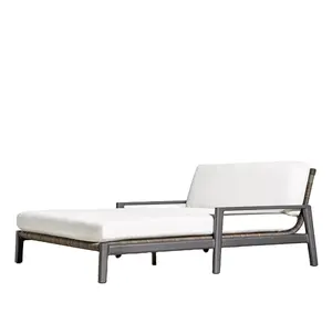 Đồ Nội Thất Ngoài Trời Bằng Vật Liệu Hỗn Hợp Tất Cả Các Thời Tiết Sofa Elegant Patio Đôi Wicker Chaise Nhôm Sun Lounger Bed