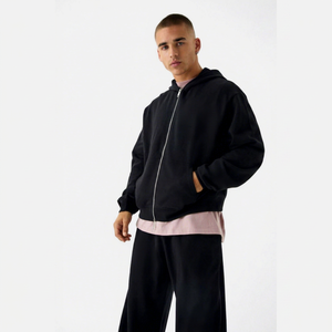 Pulls à capuche personnalisés en gros pour hommes, coupe oversize et carrée, avec appliqué à bords bruts, en molleton 100% coton, design numérique, dernière collection hiver, pour le marché mondial - Product Image 1