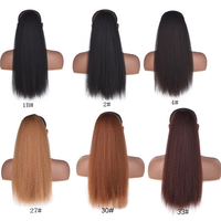 Queue de cheval longue et droite Yaki à cordon de serrage, extension en fibre synthétique haute température, 24 pouces, résistante à la chaleur, application facile, sans besoin de laisser de cheveux apparents