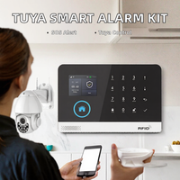 Sistem Alarm Rumah Pintar Tuya Alexa Smart Life Kit 4G WiFi Sensor Gerak PIR Bahan ABS Kontrol Jarak Jauh via Aplikasi Fungsi SOS Alarm 10m