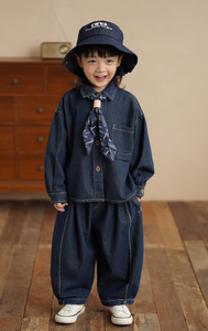 Nouvelle Collection Automne 2025 <span class=keywords><strong>YuYuan</strong></span> – Ensemble Chemise et Pantalon en Jean Rayé Tendance pour Garçons – Vêtements Décontractés en Polyester/Coton pour Enfants - Product Image 2