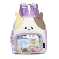 Sac à dos pour enfants motif chat de dessin animé, couleurs contrastées, mini sac à livres pour la maternelle, sac à dos léger de voyage pour bébé
