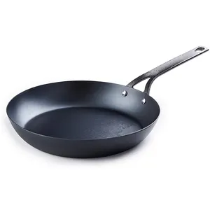 12 "Ngoài Trời Bbq Frying Skillet Pan Đen Carbon Steel Steak Fry Pan