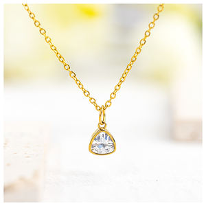 Collier pendentif pierre de naissance géométrique en acier inoxydable plaqué or 18 carats avec zircon 12 mois d'insertion d'ongles perle bijoux pour femmes cadeau - Product Image 5