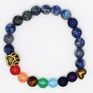 טורקיז קשת עיצוב לב כלב כף רגל הדפסה חרוזים אלסטית צמידים אלסטי מחיר המפעל עבור יוגה Lgbt יוגה ריפוי קסם מיוחד - Product Image 4