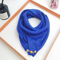 Syal Chiffon Segi Empat Wanita Motif Bunga untuk Musim Gugur, Dapat Digunakan Sebagai Ikat Kepala Segitiga dan Penutup Leher