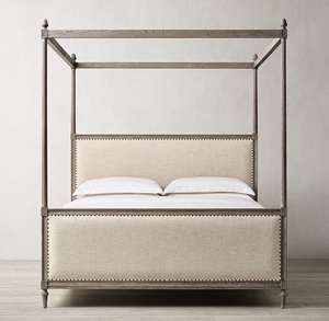 Lit double en bois massif sculpté de style américain rétro, surélevé, pour chambre à coucher, salon, appartement, villa, hôtel, personnalisation de meubles - Product Image 4