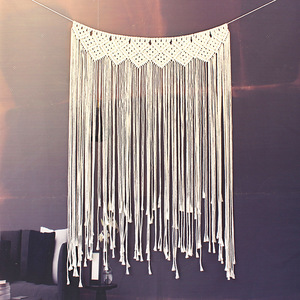 Colgante de pared de macramé, tapices de pared tejidos grandes Boho Algodón hecho a mano macramé telón de fondo decoración de pared para boda sala de estar dormitorio - Product Image 3