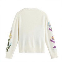 Personnalisé femmes élégant col en V profond Floral tricoté manteaux 100% laine à manches longues tricoté Cardigan pull pour l'automne hiver
