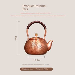 Handmade Pure Copper Teapot Set Red Copper Stovetop <b>Kettle</b> Heat Resistant for Home Tea Ceremony Bonfire Brewing Teapot - Product Image 3