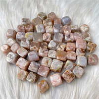 Cubo de Cristal de Ágata de Flor Pulida de 2 cm, Forma Cuadrada Natural, Piedra de Ágata de Flor Pulida para Decoración del Hogar