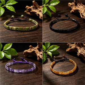 Pulsera de Piedras Preciosas Naturales, Hecha a Mano con Cuerda Tejida, Ajustable, Unisex, Cristales Curativos, Joyería Minimalista Apilable - Product Image 2