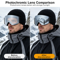 Masque de ski magnétique avec verres photochromiques polarisés, double couche, vision large, professionnel, pour snowboard et sports de neige, logo personnalisé