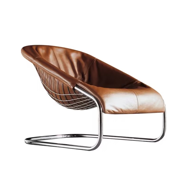 Luxury Design Classic Modern Armchair Lounge Chair with Custom Fabric and Leather Metal Frame Living Room Furniture