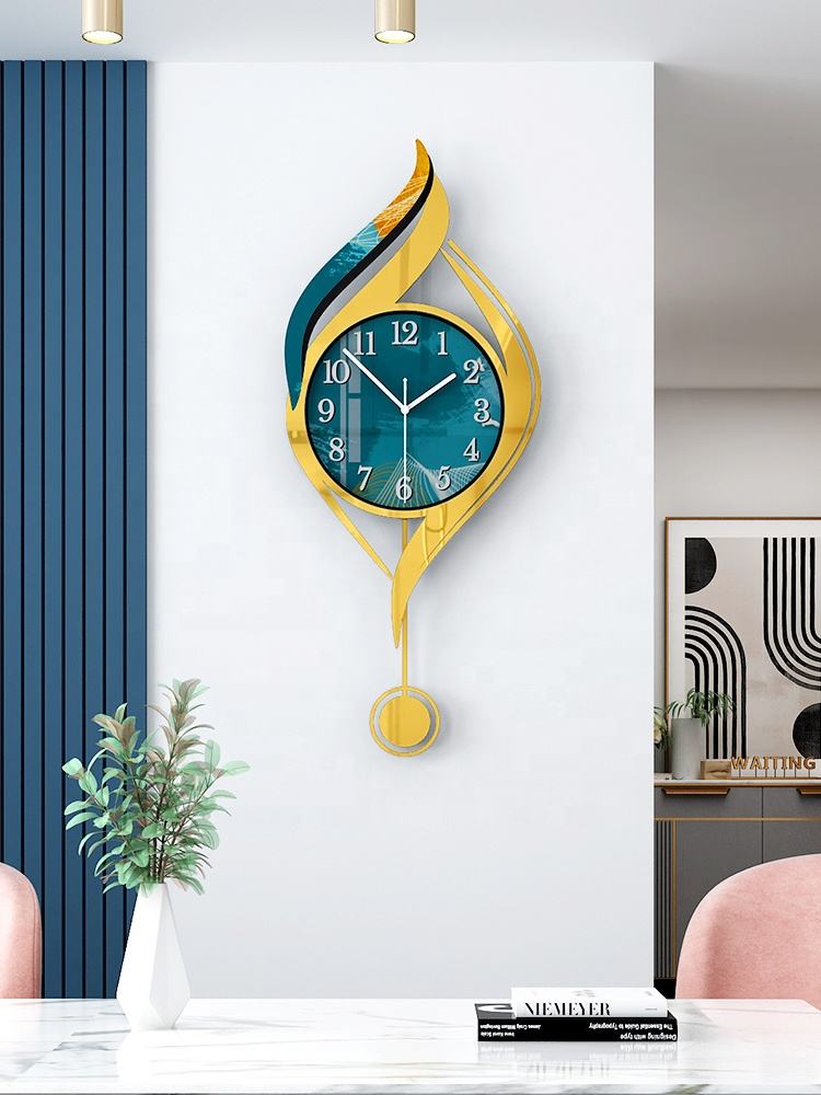 Reloj de pared de estilo nórdico para sala de estar, moderno y lujoso,  oscilante decorativo