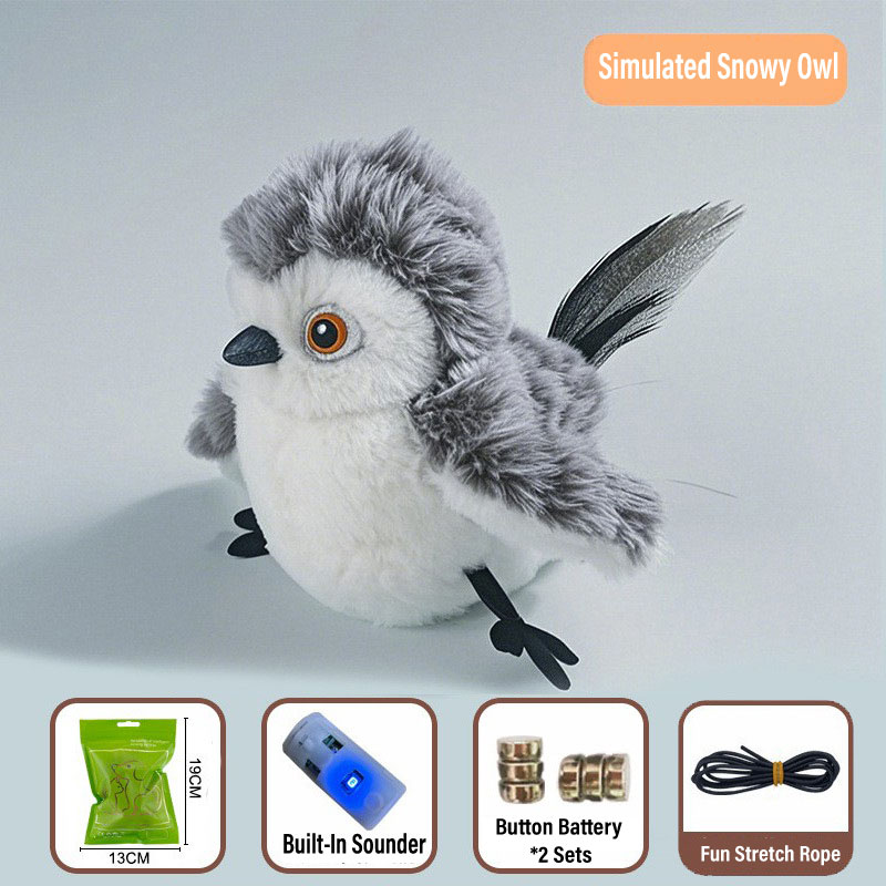 Hibou des neiges simulé gris (version sur batterie)