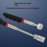 Tige de ramassage magnétique télescopique avec aimant et lumière LED, outil de récupération de pièces métalliques pour usage automobile
