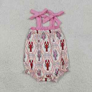 Conjunto de Ropa para Bebés Niñas con Estampado de Langosta y Lazo Rosa, Estilo Moderno - Product Image 5