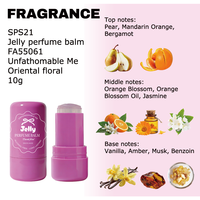 Bâton de parfum solide hydratant 10g à texture gelée, parfum longue durée fruité floral vanille, étiquette personnalisée