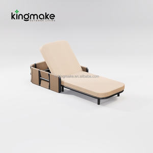 आउटडोर अवकाश लाउंज चेयर पूल एल्यूमीनियम पेटियो फर्नीचर समुद्र तट के लिए कुशन अजस्टबल सूर्य लाउजर - Product Image 2