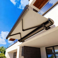 Auvent rétractable en aluminium imperméable avec voile en acrylique - Balcon et auvent anti-pluie - Télécommande - Toutes saisons - Taille personnalisable